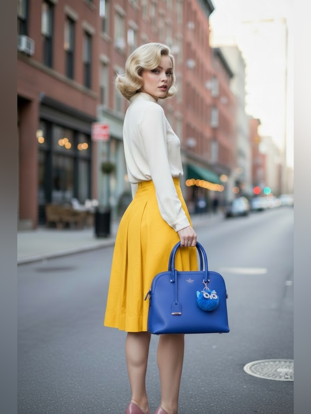 Kate Spade Cameron Street Margot Satchel in "Nightlife Blue" w Bagcharm EUC - Picture 2 of 14